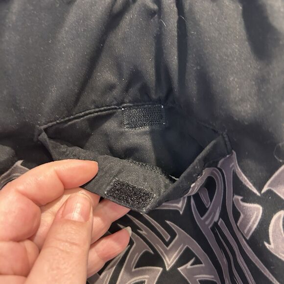 Vintage Y2k Big Dog Mens Board Shorts‎ Flames Black Size Large Baggy - Picture 8 of 10